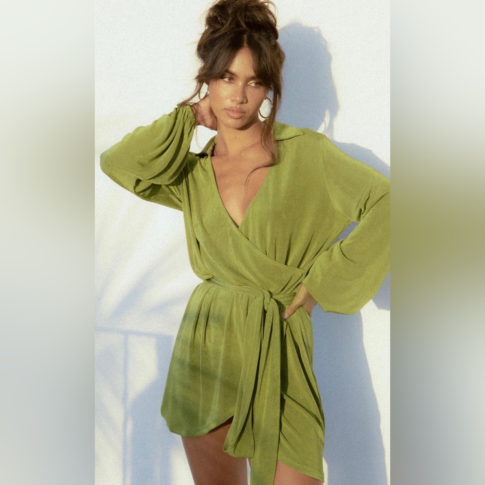 Sage green mini dress